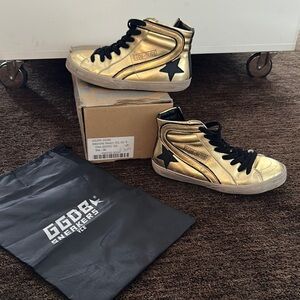 GOLDEN GOOSE | “Francy” Gold High-Top Sneakers | Size: 38
